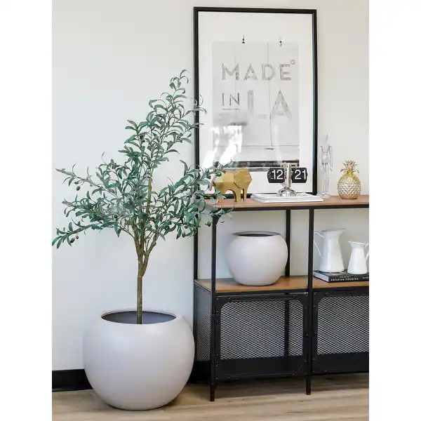 Indoor/Outdoor Large Nordic Minimalist Fiberstone Lightweight Round Curve Balloon Ball Tapered De... | Bed Bath & Beyond