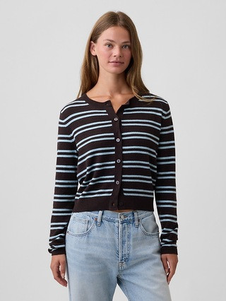 CashSoft Cropped Crewneck Cardigan | Gap Factory