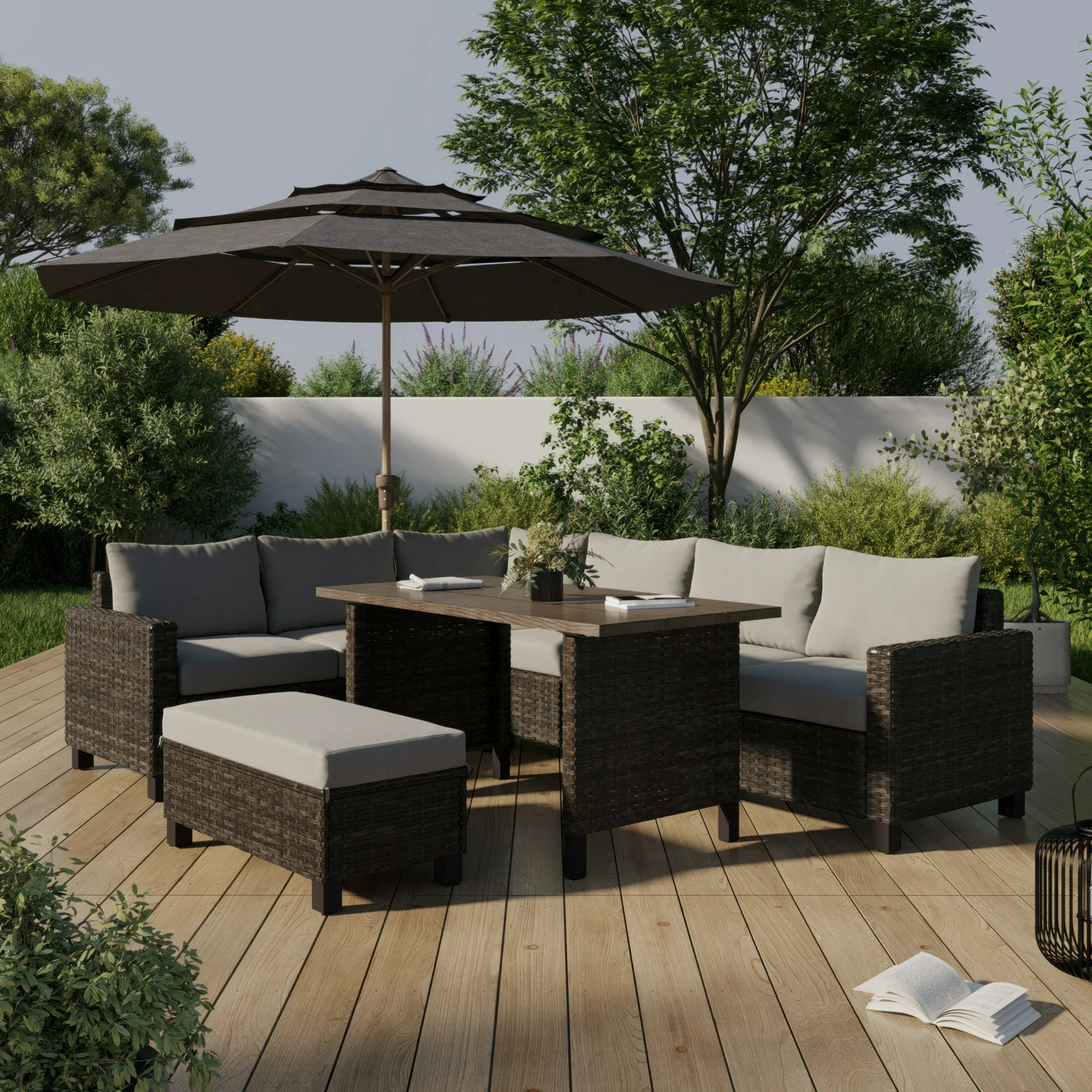 Better Homes & Gardens Brookbury 4-Piece Steel Outdoor Sectional Dining Set with Cushions & Cover... | Walmart (CA)