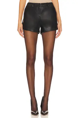 Wendy Faux Leather Shorts in Black | Revolve Clothing (Global)