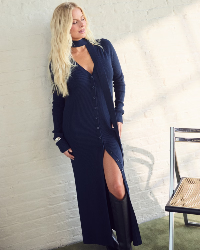 Scarf Duster Midi Sweater Dress | Abercrombie & Fitch (US)