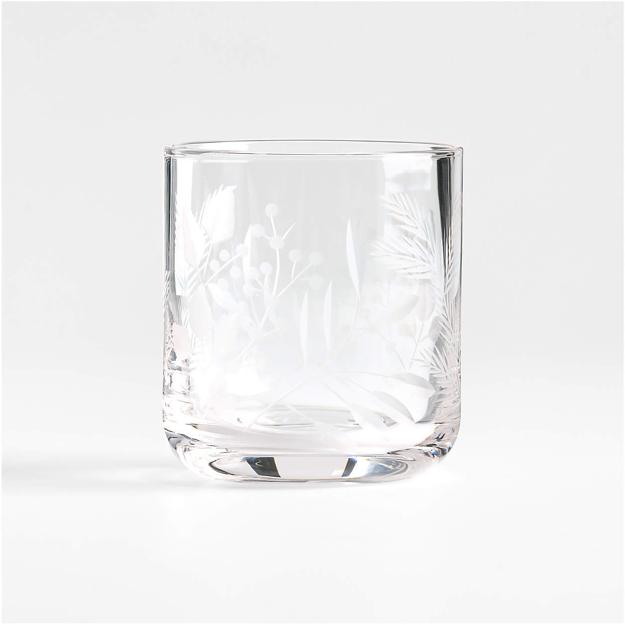 Winterberry 11-oz. Etched Double-Old Fashioned Glass | Crate & Barrel | Crate & Barrel