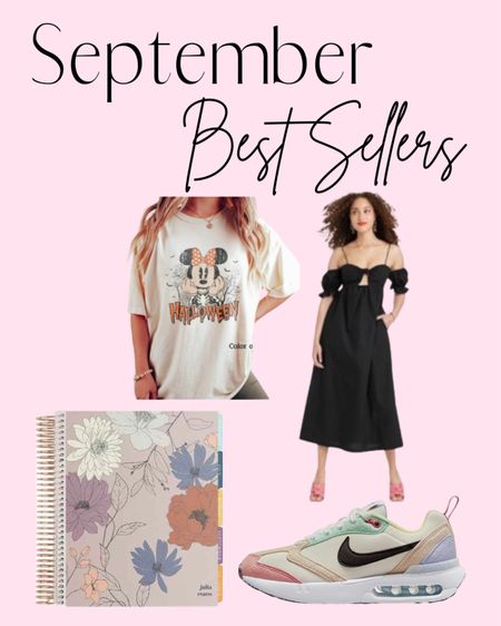 September’s Best Sellers! 
Cute Sneakers / Erin Condren Planner / black dress / disney graphic tee 

#LTKstyletip #LTKunder100 #LTKHalloween