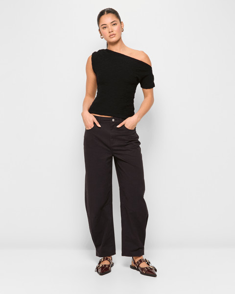 Mid Rise Barrel Leg Drill Pants - Lily Loves - Dark Chocolate | Target AU