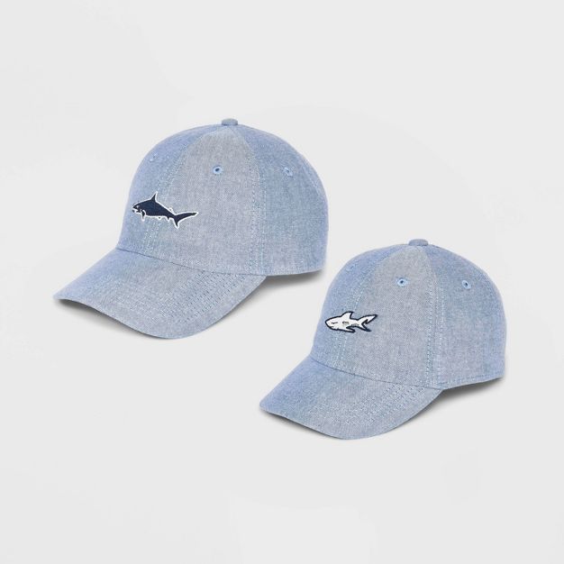 Men's Father's Day Shark Embroidered Baseball Hat Set - Goodfellow & Co™ Blue 2pc | Target