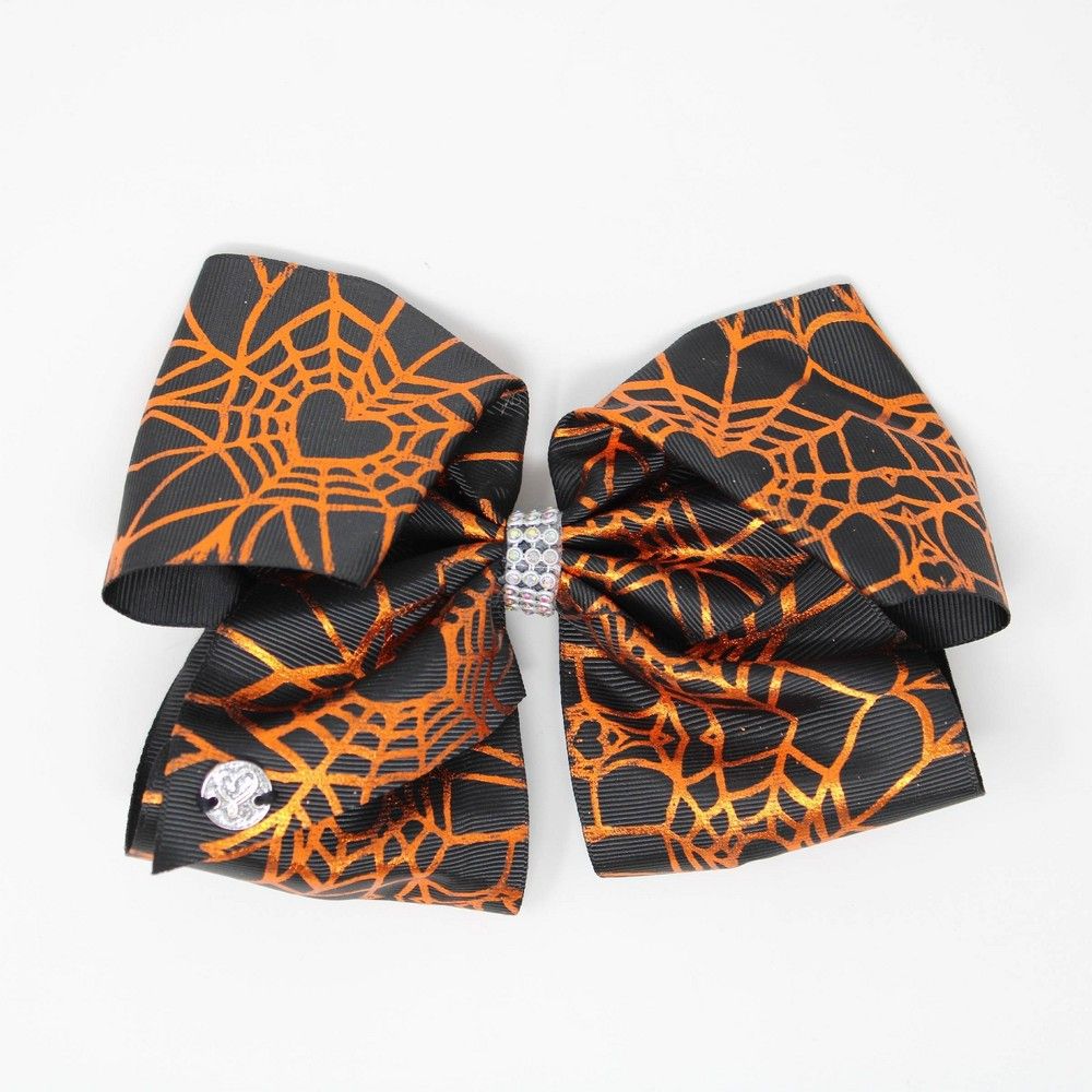 Girls' JoJo Siwa Spider Web Halloween Hair Clip Bow - Dark Orange | Target