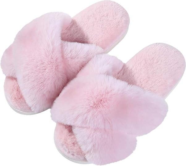 Evshine Memory Foam Fuzzy House Slippers for Women | Amazon (US)