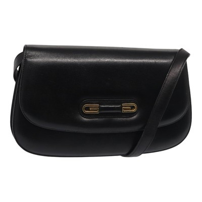 GUCCI Shoulder Bag Leather Black Gold Auth ep5362  | eBay | eBay US
