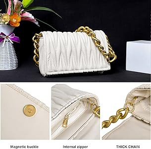 Montana West Quilted Purse for Women Chunky Chain Purses Small Shoulder Bag and Handbags | Amazon (US)