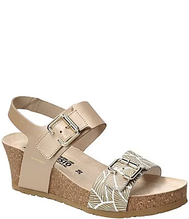Mephisto Lissandra Printed Leather Buckle Hardware Hook-and-Loop Banded Slingback Wedges - 8 | Dillard's