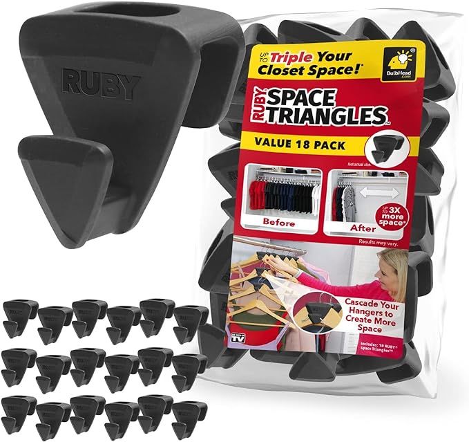 Original AS-SEEN-ON-TV Ruby Space Triangles, Ultra- Premium Hanger Hooks Triple Closet Space 18 P... | Amazon (US)