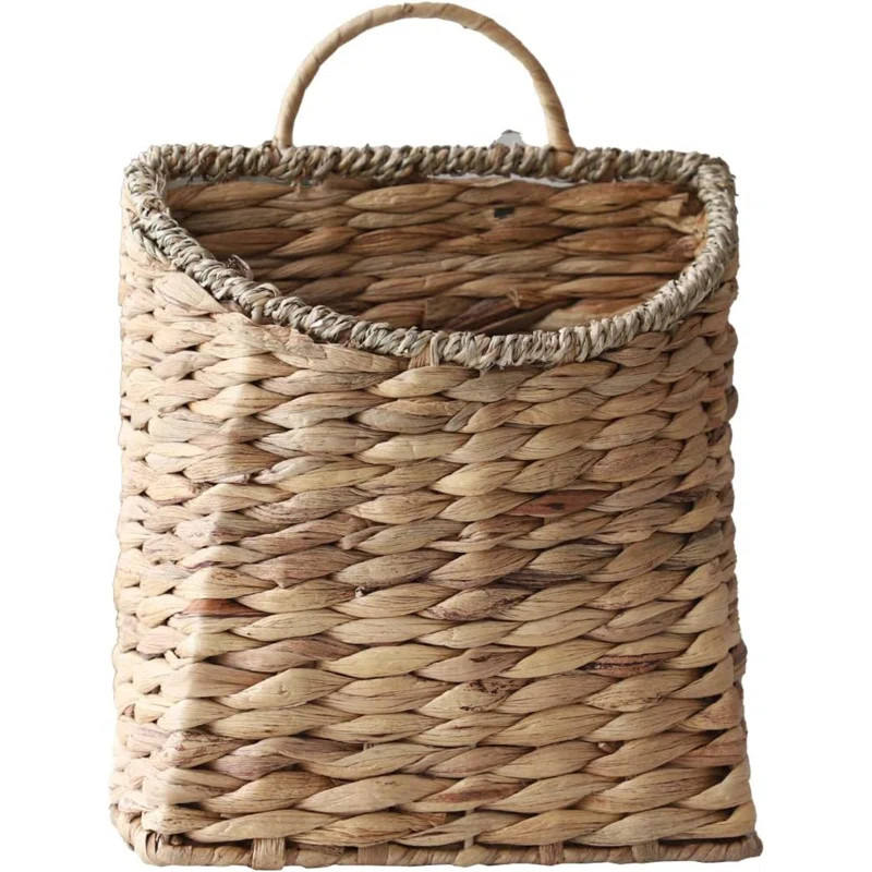 Woven Hanging Basket Water Hyacinth Hanging Wall Basket Wicker Handmade Baskets For Garden Farmho... | Wayfair North America