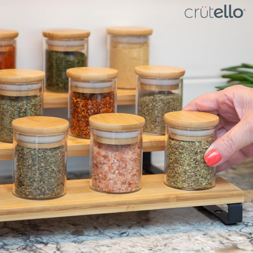 AISIPRIN 12 Pcs Glass Spice Jars with Bamboo Airtight Lids and 114 Labels - 9oz Small Food Storage C | Amazon (US)