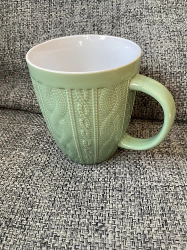 Wild Sage Textured Cable Knit Sweater 18 oz. Green Coffee Mug Cup | eBay US