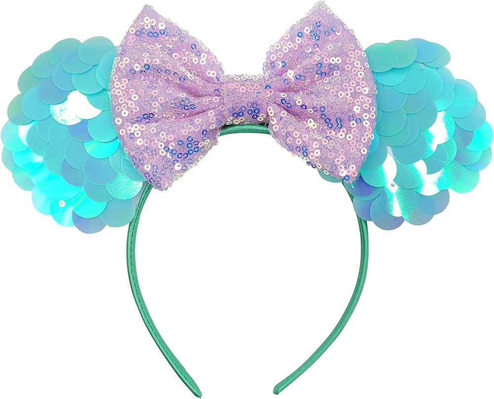 Mermaid Mouse Ears Headband for Women Girls Princess Dress Accessories Decorations Party Mermaid ... | Amazon (US)