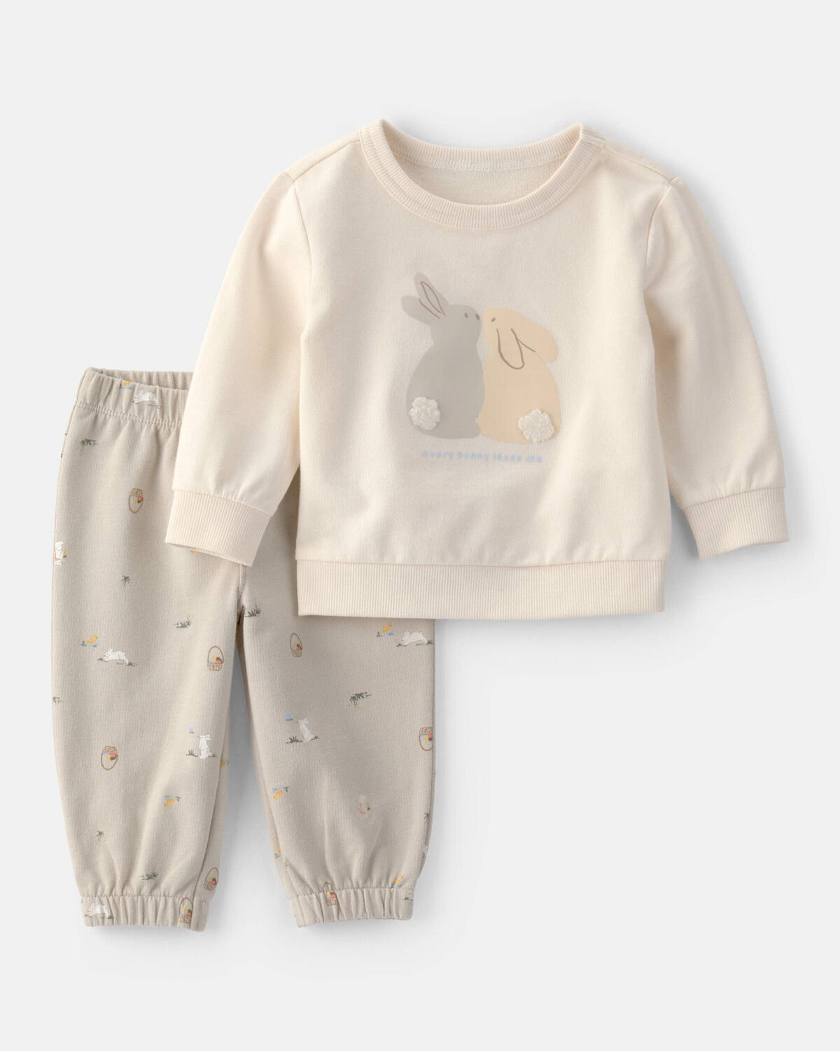 Baby 2-Piece Easter Bunny French Terry Tee & Pant Set - Cream | Carter's Inc