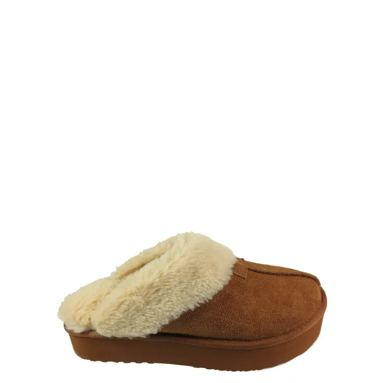 Joyspun Women's Genuine Suede Platform Slipper - Walmart.com | Walmart (US)