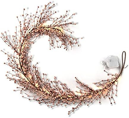 LampLust Pip Berry Garland Decoration - 6 Ft, Blush Pink Faux Berries on Rustic Grapevine Base, 1... | Amazon (US)