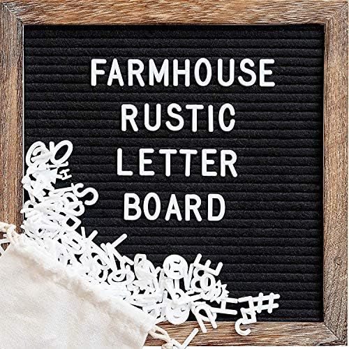 Felt Letter Board with 10x10 Inch Rustic Wood Frame, Script Words, Precut Letters, Picture Hanger... | Amazon (US)