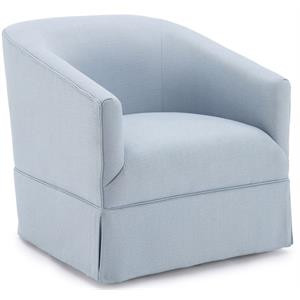 Elm Sky Blue Fabric Skirted Accent Swivel Chair | Cymax