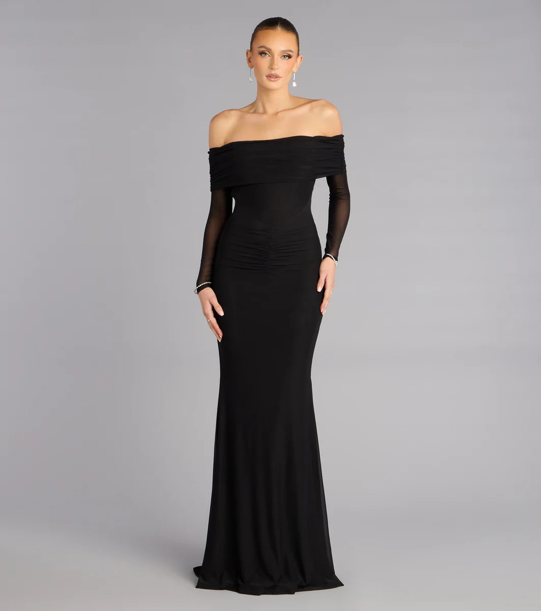 Cara Mesh Off-Shoulder Mermaid Formal Dress | Windsor Stores