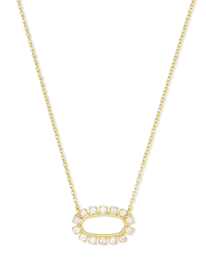 Elisa Gold Open Frame Crystal Pendant Necklace in Gold | Kendra Scott