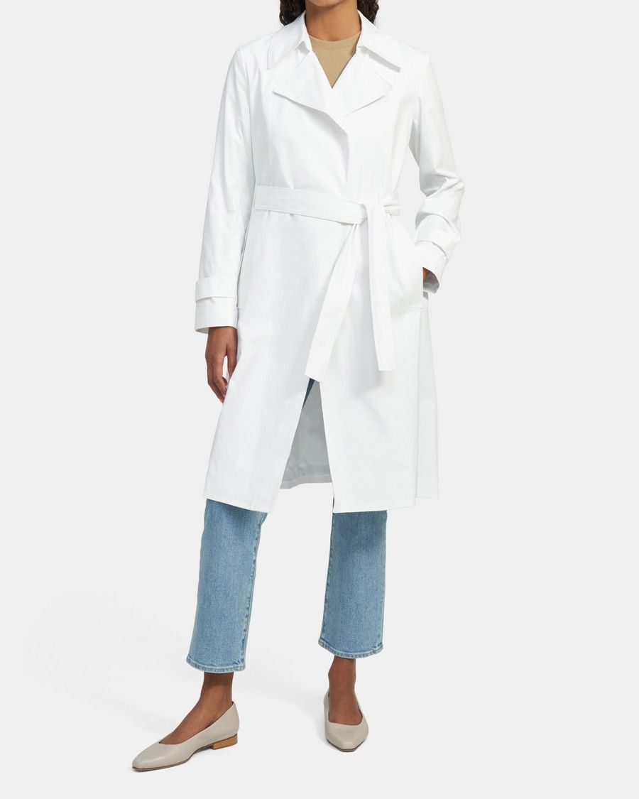 Relaxed Trench Coat in Stretch Cotton Twill | Theory Outlet