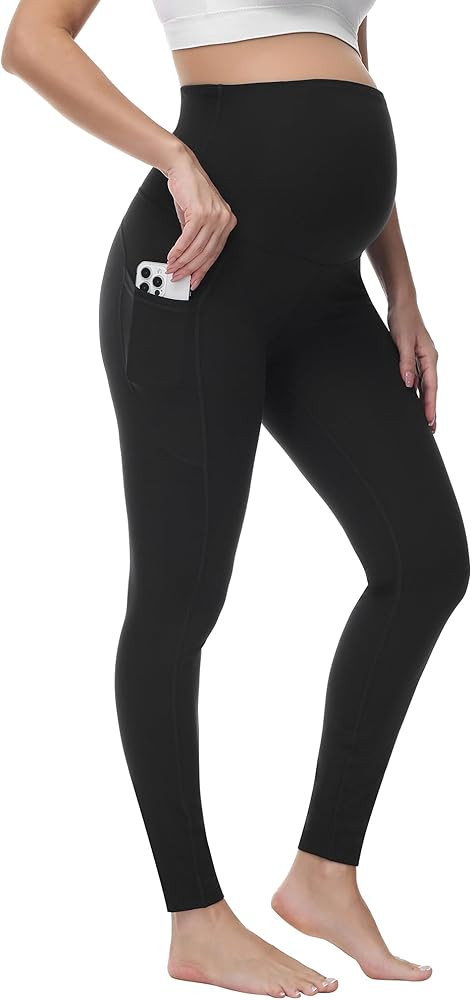 HOFISH Women's Maternity Leggings Over The Belly Soft Non-See-Through Workout Yoga Pants Pregnanc... | Amazon (US)