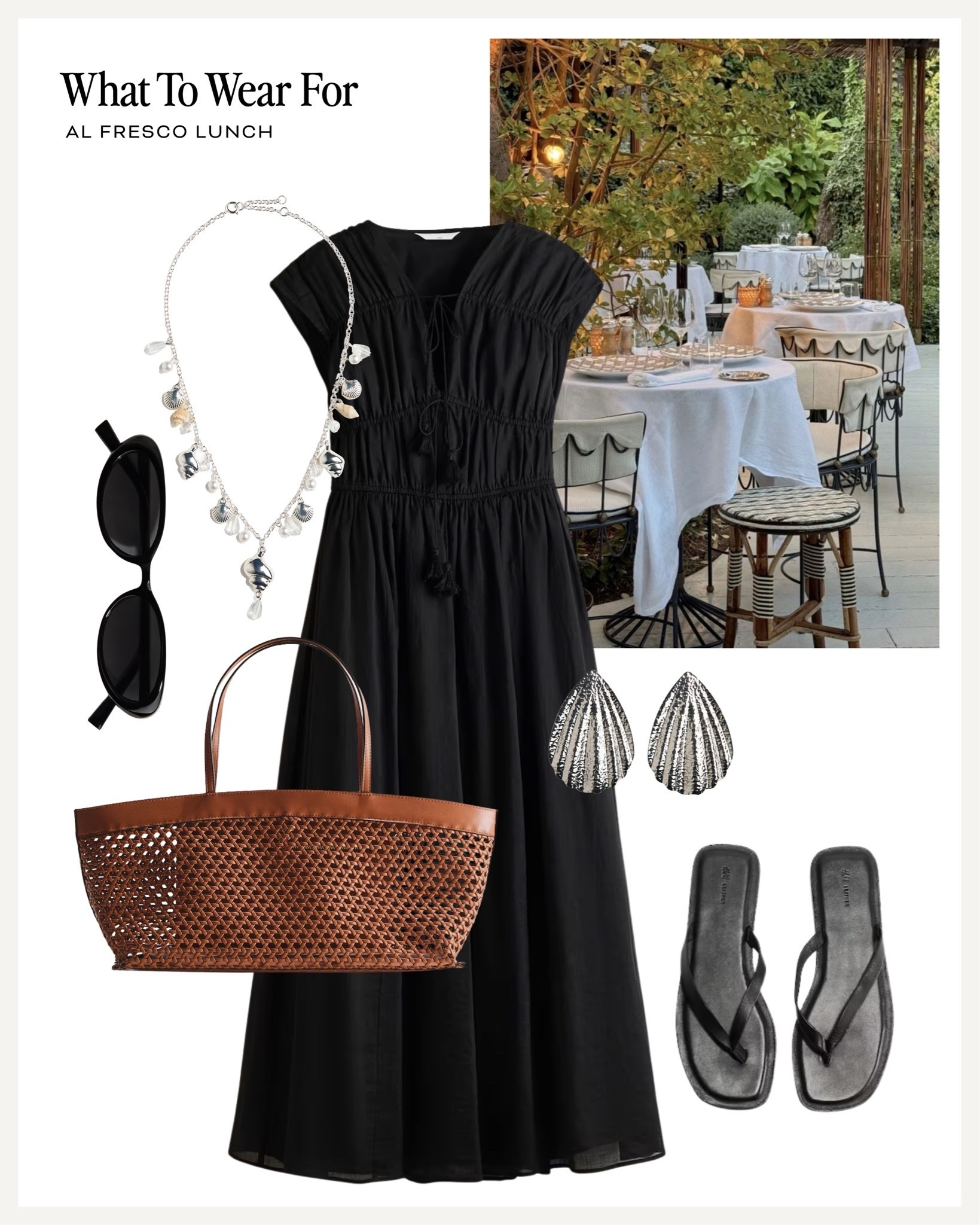 Al fresco lunch 🍝 

H&M new in, black long dress, woven bag, black sandals, holiday style, summer dress

#LTKsummer