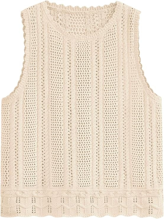 Fisoew Crochet Tops for Women 2026 Spring Summer Sleeveless Sweater Tank Fashion Beach Resort Wea... | Amazon (US)