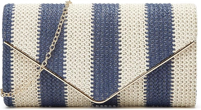 Straw Clutch Bag Women Summer Woven Handbag Striped Chain Crossbody Envelope Shoulder Boho Beach ... | Amazon (US)