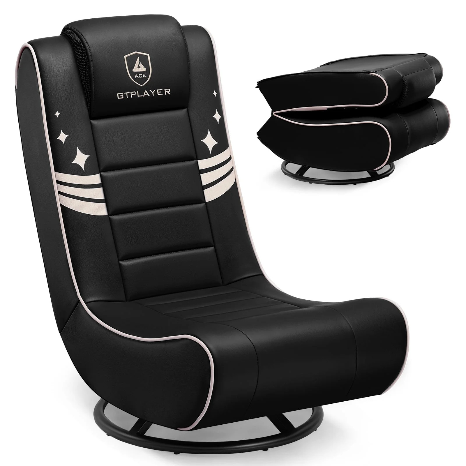 GTPLAYER Swivel Floor Gaming Chairs with Foldable Backrest for Teens, Gold | Walmart (US)