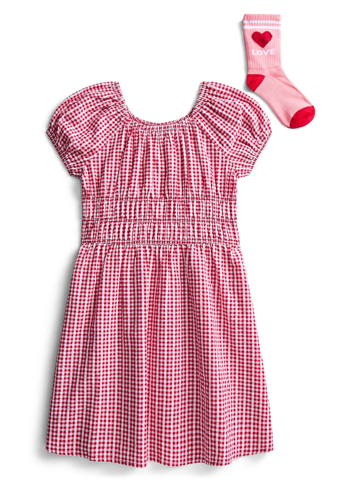 Parker Rose Girls Cotton Smocked Waist Dress and Socks, Sizes 4-18 - Walmart.com | Walmart (US)