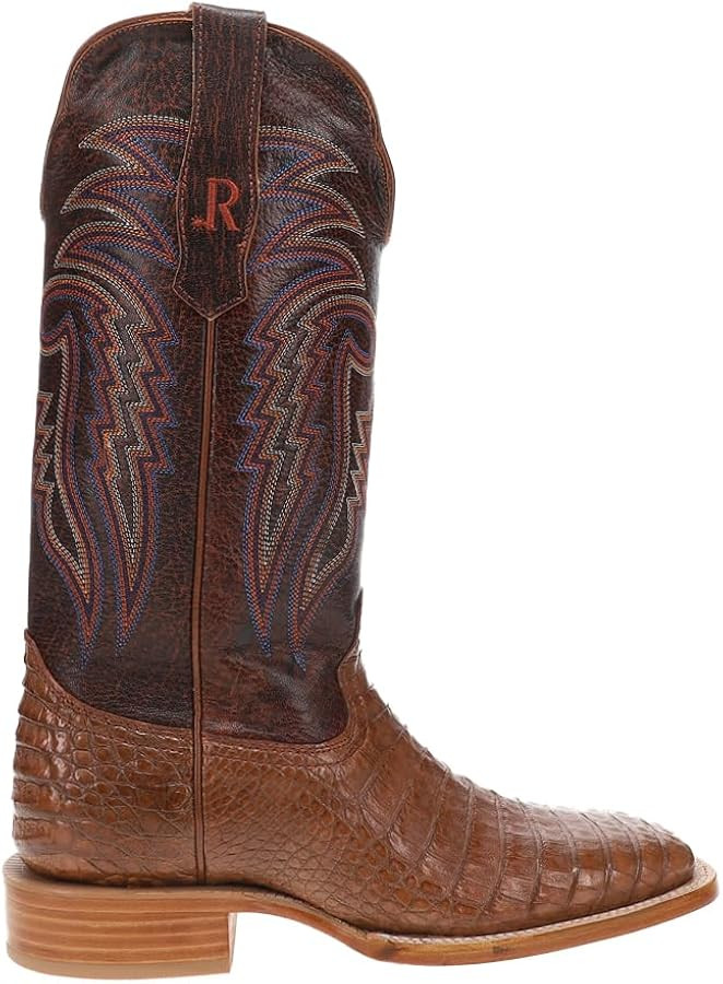 Men's Antique Cognac Caiman Belly 13" Cognac Goat Top Square Toe | Amazon (US)