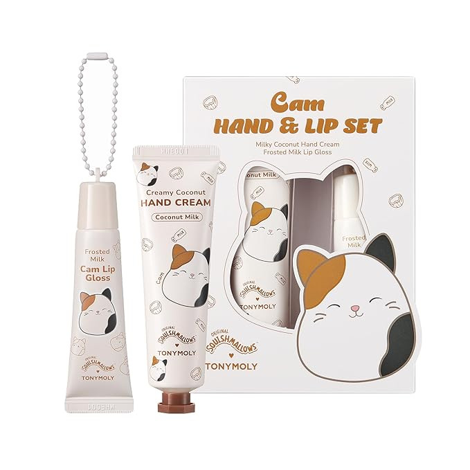 TONYMOLY x Squishmallow Cam the Cat 2PC Hand Cream & Lip Gloss Set, Coconut Milk Hand Cream, Fros... | Amazon (US)