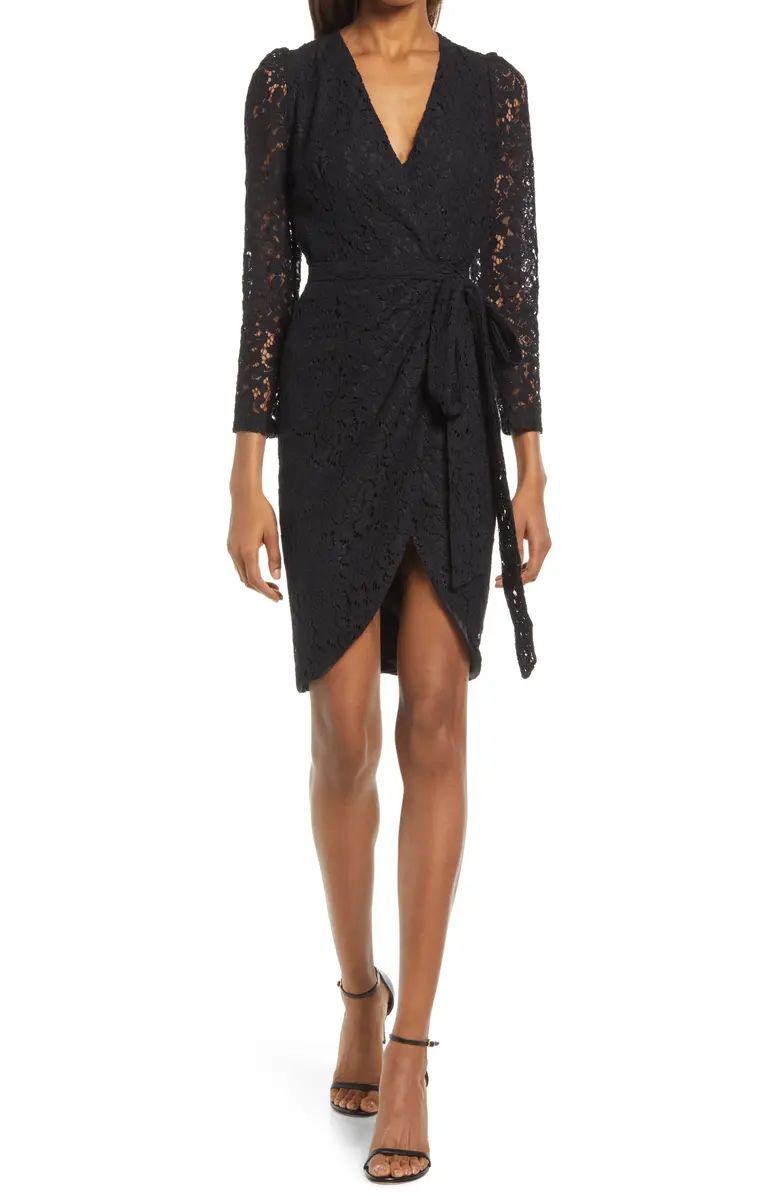 Bartdot Lace Long Sleeve Faux Wrap DressBARDOT | Nordstrom