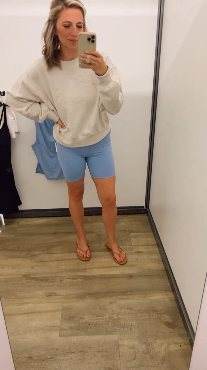 Comfy lounge fit. Wearing a medium in both, and they’re on sale!!

Old navy, bike shorts, cropped sweatshirt, sweatshirt, sale 

#LTKSummerSales #LTKFitness #LTKTravel