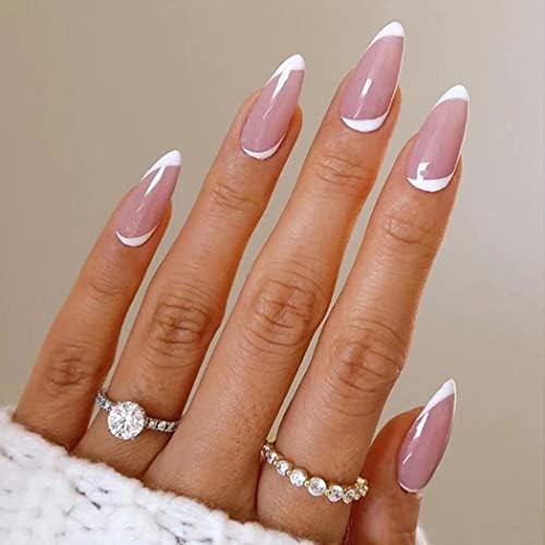 Sethexy Swirl Almond False Nails Wave Line Stiletto Stick on Nails Abstract Pink Fake Nails 24Pcs Ac | Amazon (UK)