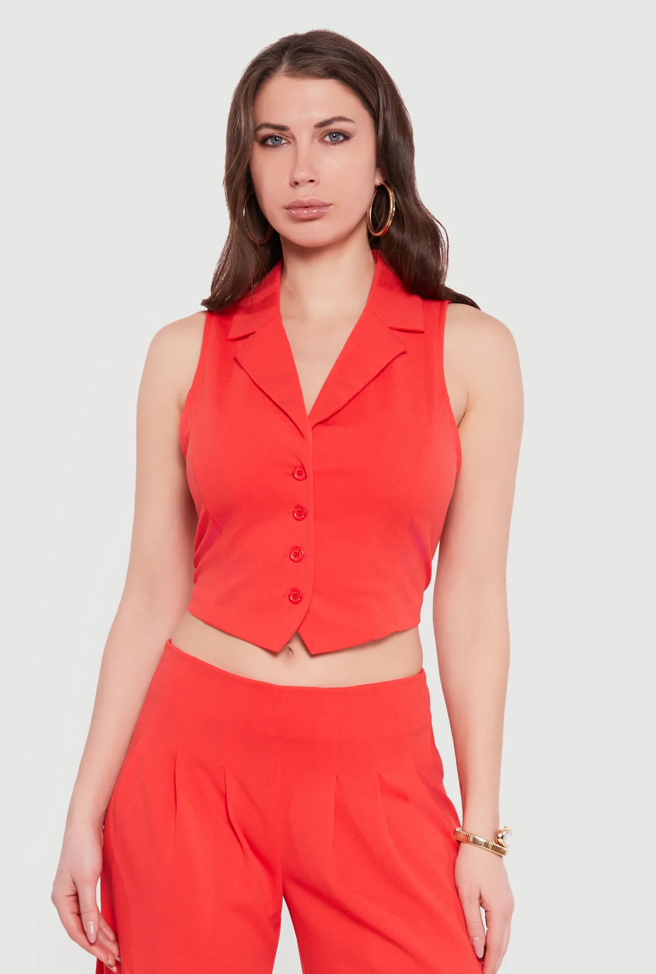 Crepe Knit Tie Back Cropped Blazer Vest | Rainbow Shops