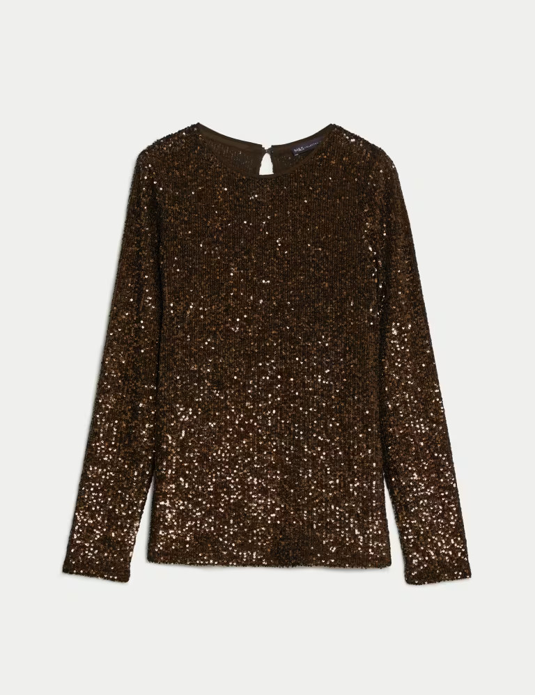 Sequin Round Neck Top | Marks & Spencer (UK)