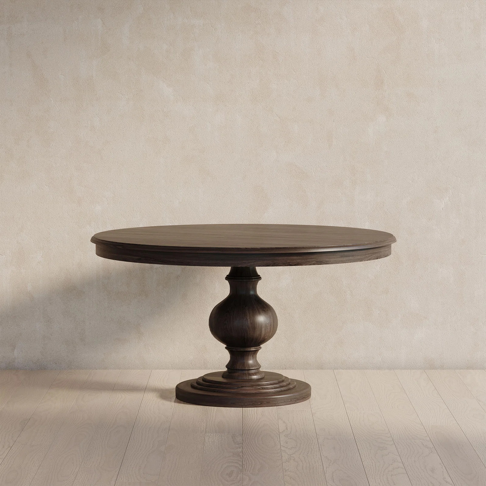 Maven Lane Zola Traditional Round Wooden Dining Table in Antiqued Brown Finish | Wayfair North America