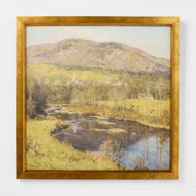 18"x18" Mountain Landscape Framed Wall Art: Gold Frame, Canvas Material - Threshold™ designed w... | Target