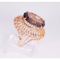 14K Yellow Gold Filigree Brown Topaz Ring, Size 6 | Etsy (US)