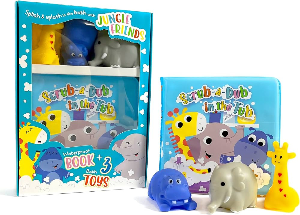 Little Hippo Books Scrub-A-Dub in the Tub - Children's Waterproof Bath Book and Toy Set | Amazon (US)
