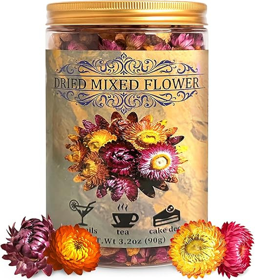 100+ Edible Dried Flowers for Cake Decoration – Food Grade Mixed Natural Colorful Chrysanthemum... | Amazon (US)