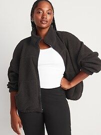 Slouchy Sherpa Zip Jacket for Women | Old Navy (US)