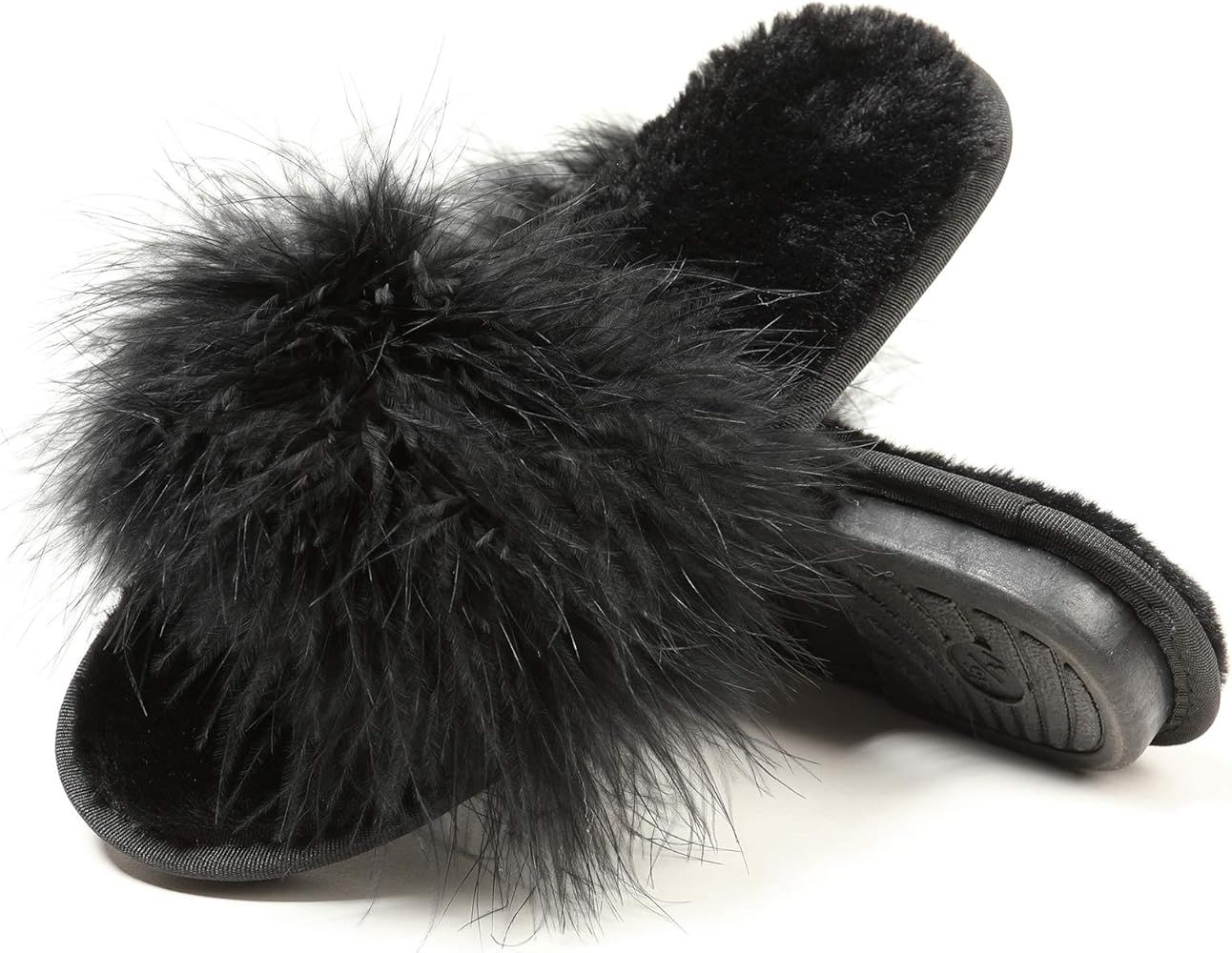 Fur Story Women's Furry Slippers Open Toe Fuzzy Slippers Memory Foam Fluffy House Slippers | Amazon (US)