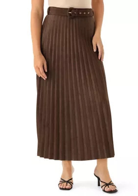 Jason Wu Women's Belted Pleated Faux Suede Midi Skirt | Belk