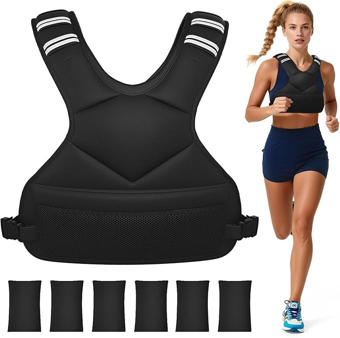 Adjustable Weighted Vest for Women Men, 4-10lb/12-18lb/ Vest with 6 Ironsand Weights, Weight Vest... | Amazon (US)