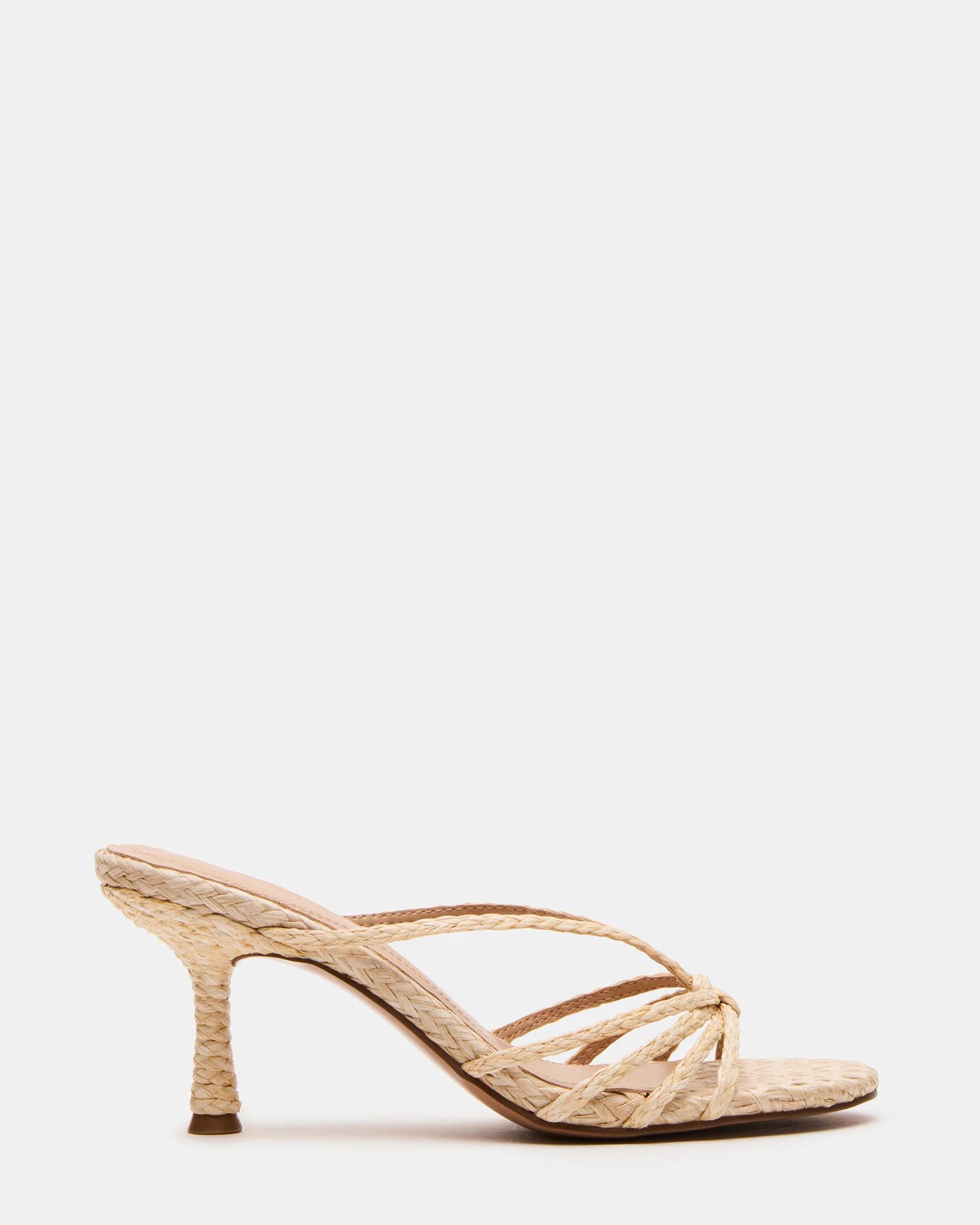 EDNA Natural Raffia Strappy Mule Women's Heel | Steve Madden (US)
